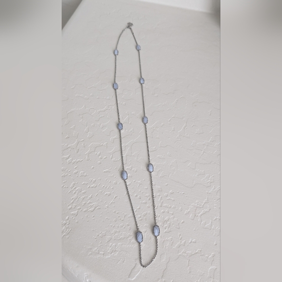 Rare Kendra Scott Blue Lace Agate Kellie Long Necklace - Picture 2 of 5